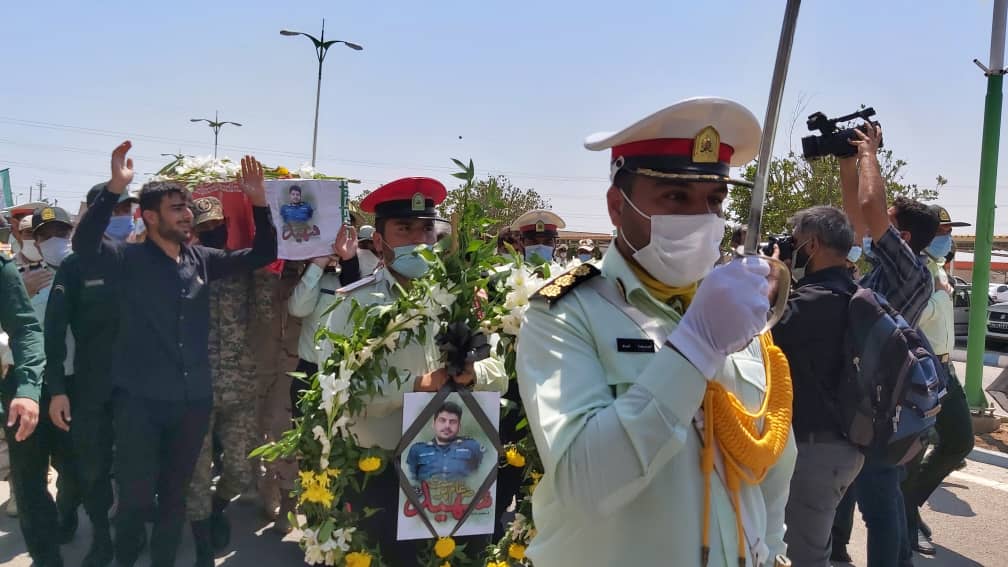 آیین وداع با شهید مدافع امنیت بندر ماهشهر"ضرغام پرست"