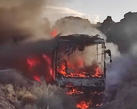 آتش سوزی اتوبوس اسکانیا