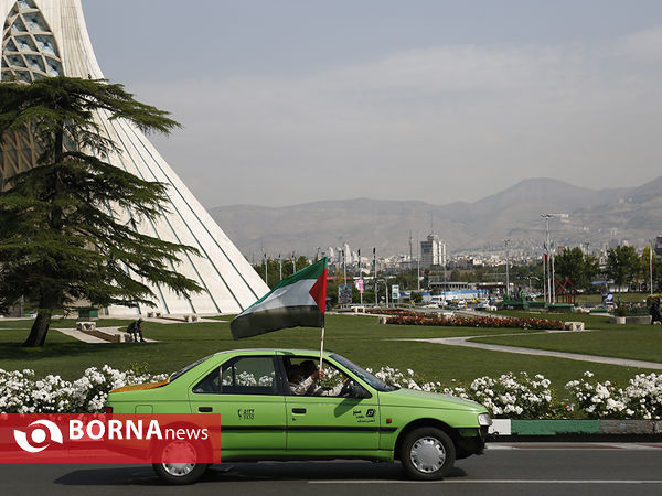 راهپیمایی خودرویی روز قدس در میادین اصلی تهران