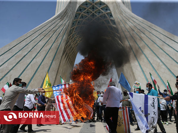 راهپیمایی خودرویی روز قدس در میادین اصلی تهران