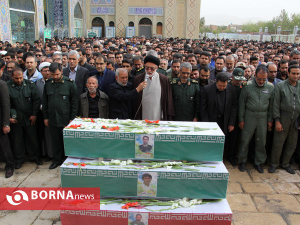 آیین تشییع جان باختگان سقوط هلی‌کوپتر اورژانس فارس
