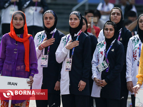 مراسم به اهتزاز درآمدن پرچم جمهوری اسلامی ایران در دهکده بازی های آسیایی ۲۰۱۸ جاکارتا