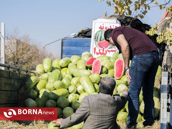 بازار گرم هندوانه شب یلدای شیراز