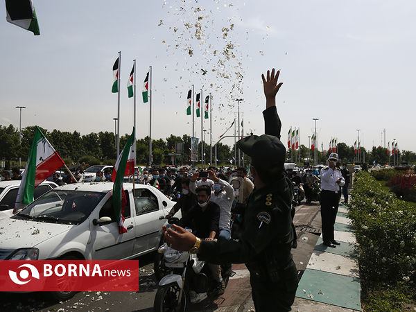 راهپیمایی خودرویی روز قدس در میادین اصلی تهران