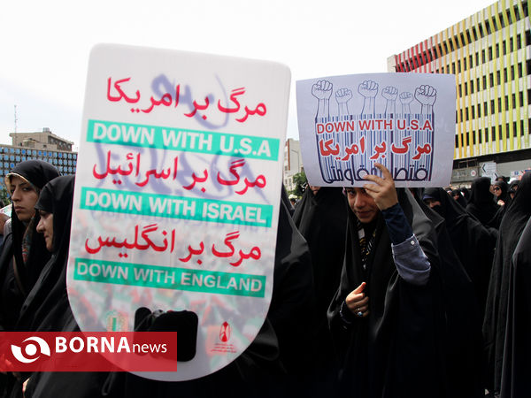 راهپیمایی نمازگزاران تهرانی در اعتراض به اقدام ترامپ