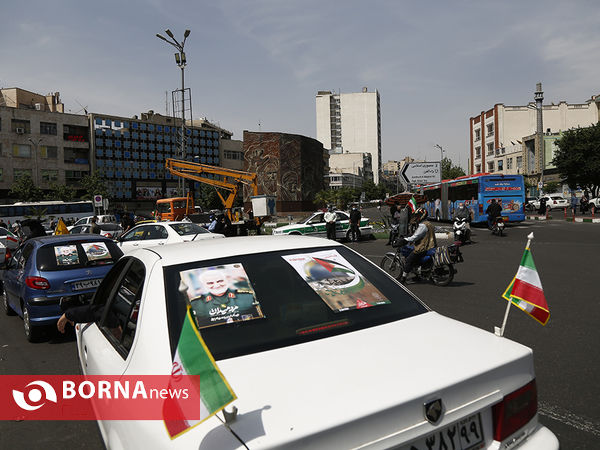 راهپیمایی خودرویی روز قدس در میادین اصلی تهران