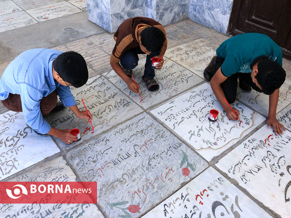 رنگ آمیزی مزار شهدا در آرامستان خواجه ربیع مشهد