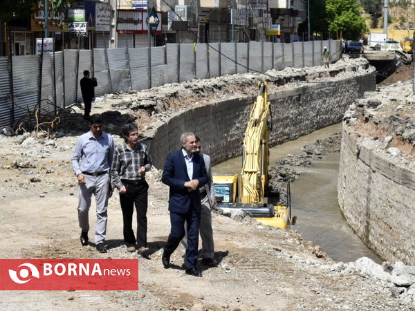 گزارش تصویری بازدید میدانی فرماندار کرمانشاه از پروژه حاشیه سازی آبشوران