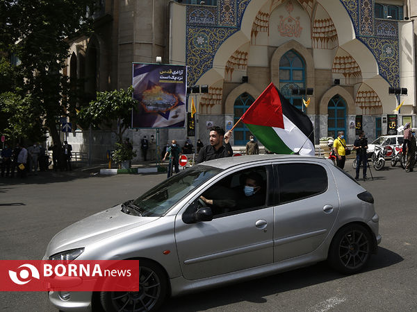 راهپیمایی خودرویی روز قدس در میادین اصلی تهران