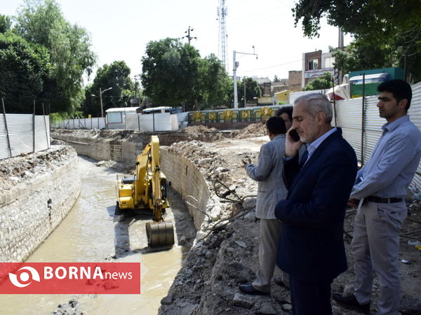 گزارش تصویری بازدید میدانی فرماندار کرمانشاه از پروژه حاشیه سازی آبشوران