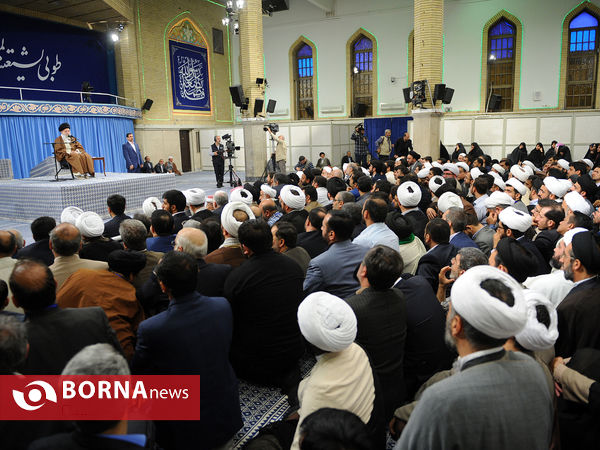 دیدار اعضای کنگره نقش شیعه درگسترش‌علوم‌اسلامی با رهبرانقلاب