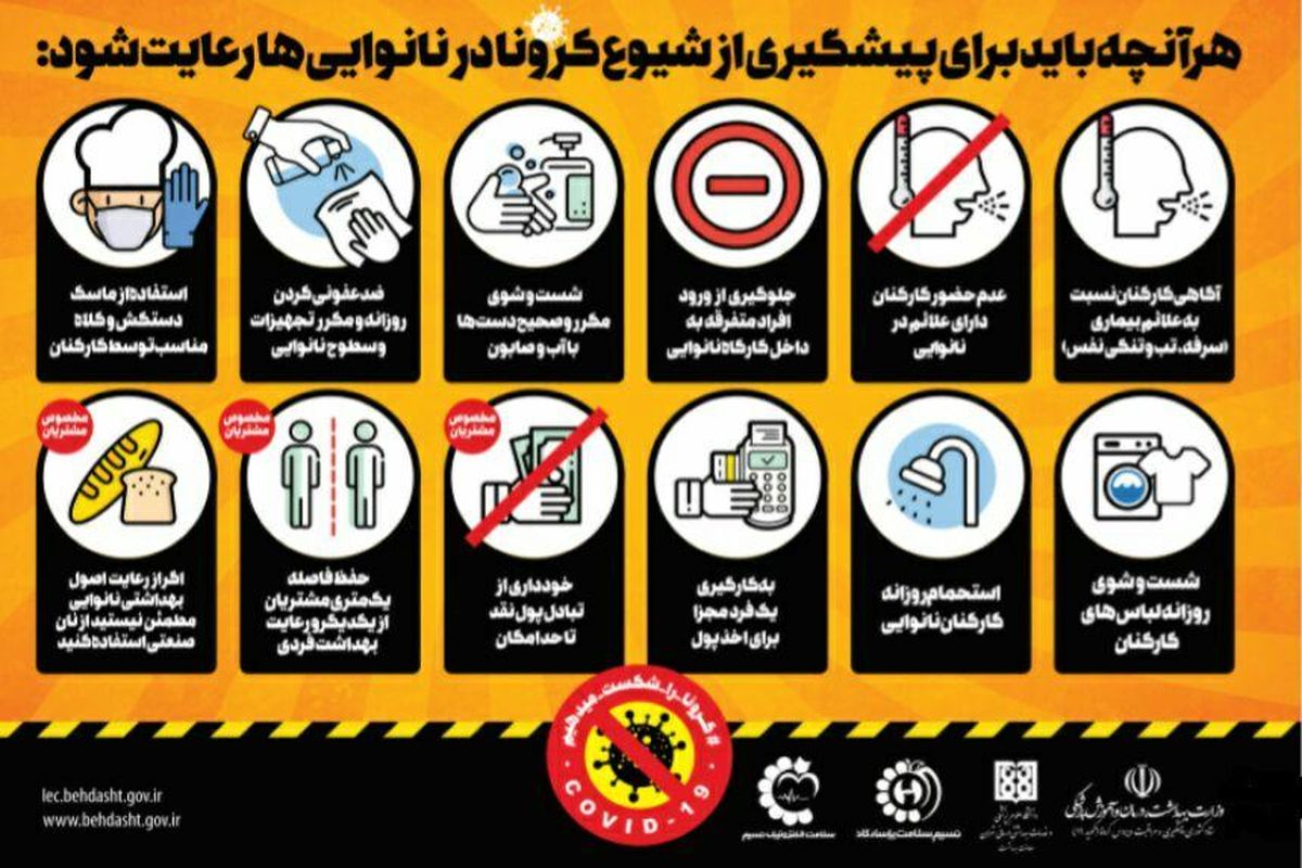 هر آنچه باید برای پیشگیری از شیوع کرونا در نانوایی ها رعایت شود