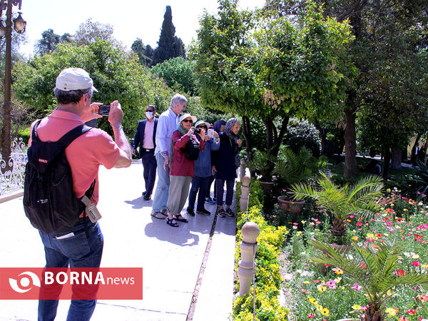 گردشگران خارجی در باغ ارم شیراز