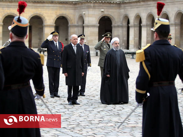 مراسم استقبال رسمی از دکتر روحانی در مجموعه اینولید پاریس