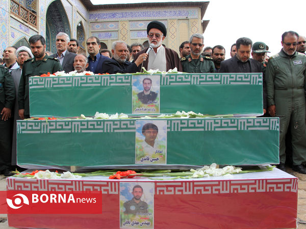 آیین تشییع جان باختگان سقوط هلی‌کوپتر اورژانس فارس