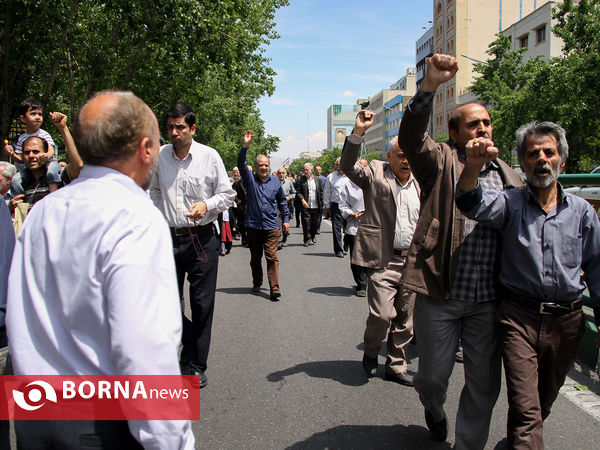 راهپیمایی نمازگزاران تهرانی در اعتراض به اقدام ترامپ