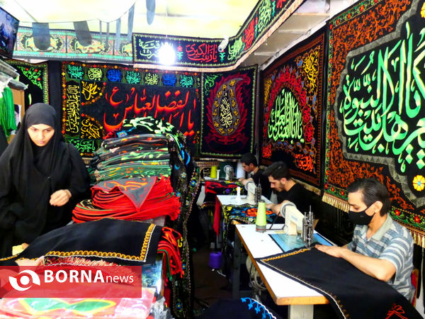 کارگاه های دوخت پرچم در روزهای عاشورایی