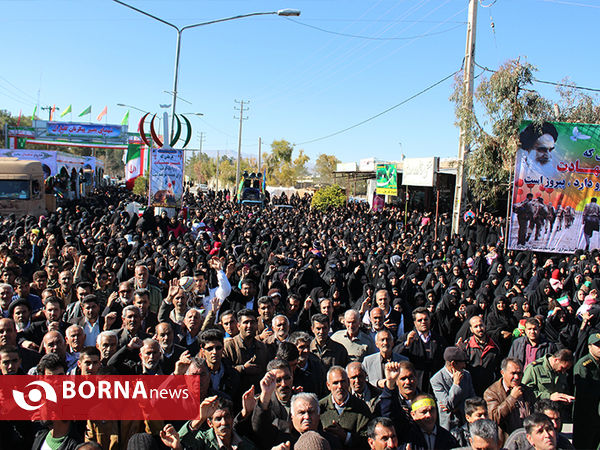 تشییع 94 شهید گمنام کاروان شاهدان بصیر در فسا،سروستان،خرامه