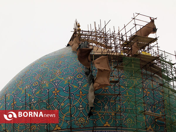 گنبد مسجد امام اصفهان در حال بارسازی