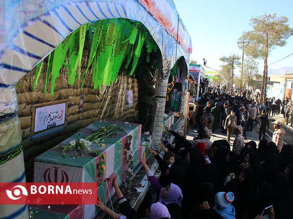 تشییع 94 شهید گمنام کاروان شاهدان بصیر در فسا،سروستان،خرامه