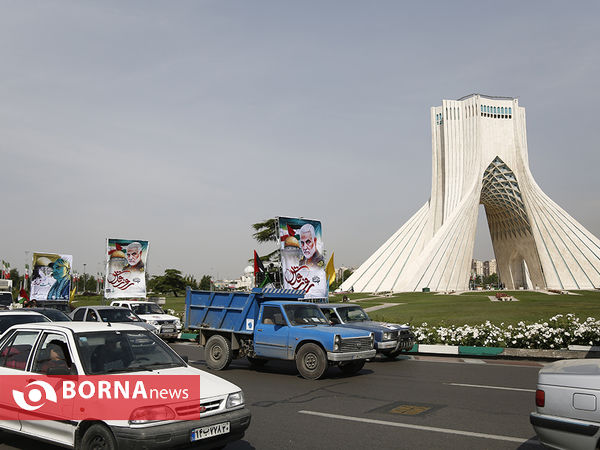 راهپیمایی خودرویی روز قدس در میادین اصلی تهران