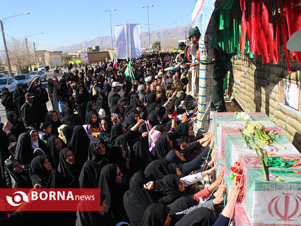 تشییع 94 شهید گمنام کاروان شاهدان بصیر در فسا،سروستان،خرامه