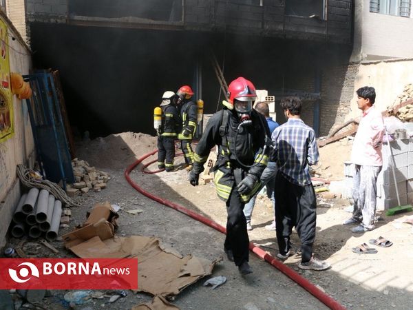 آتش سوزی در ساختمان در حال ساخت مشهد