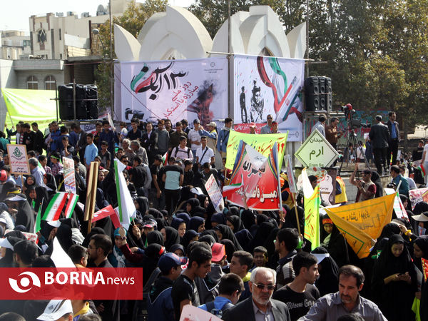راهپیمایی دانش آموزان، دانشجویان و مردم فارس در یوم الله 13 آبان