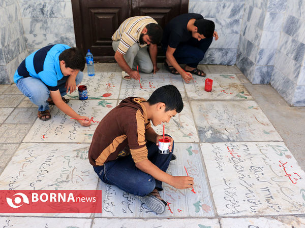 رنگ آمیزی مزار شهدا در آرامستان خواجه ربیع مشهد