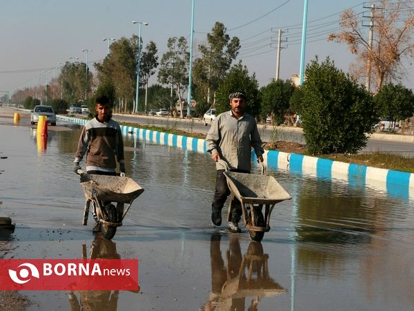 آبادان و خرمشهر پنج روز پس از بارندگی